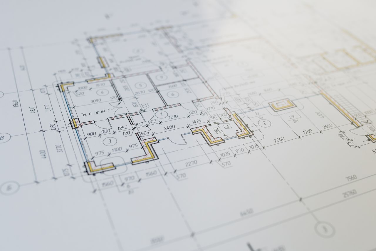 High-resolution close-up of an architectural floor plan showcasing design details.